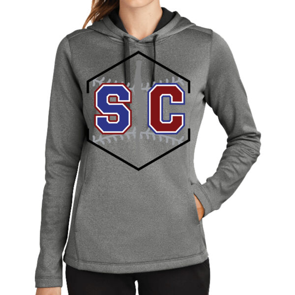 Schuyler Base/Softball - Ladies PosiCharge ® Sport Wick ® Heather Fleece Hooded Pullover Thumbnail