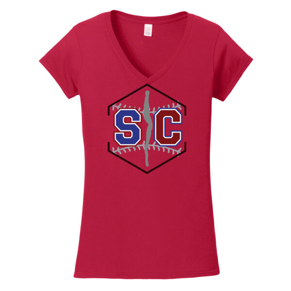 Schuyler Base/Softball - Softstyle ® Ladies Fit V Neck T Shirt Thumbnail